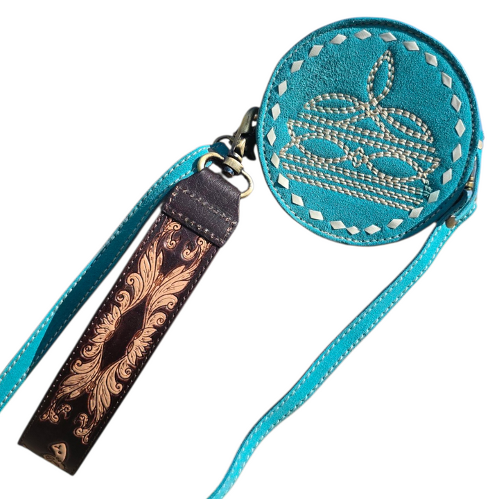 Mini Ranchlet™ - Sued and Tooled Leather Wristlet