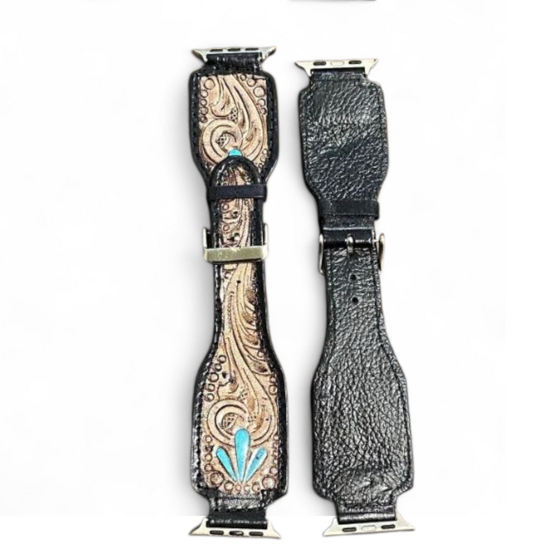 BB Painted Mesa Floral Watch Band | Handcrafted Western Leather Strap