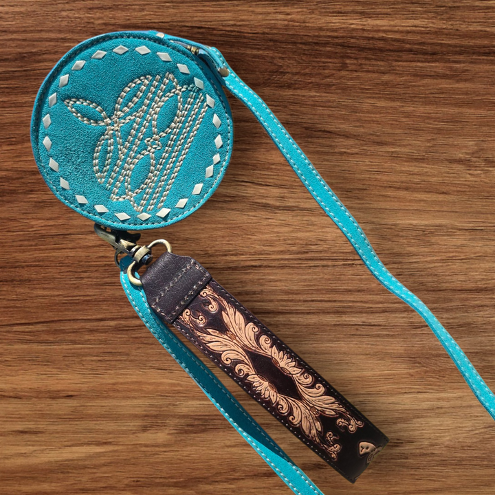 Mini Ranchlet™ - Sued and Tooled Leather Wristlet