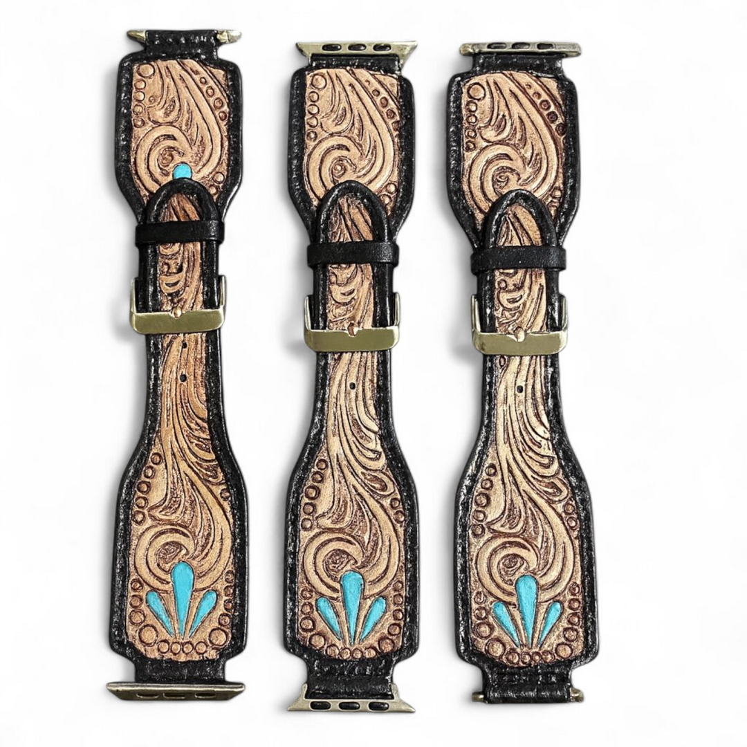 BB Painted Mesa Floral Watch Band | Handcrafted Western Leather Strap