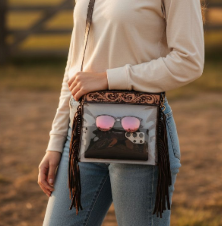 Jolene Bag - Tooled Black & Brown Floral